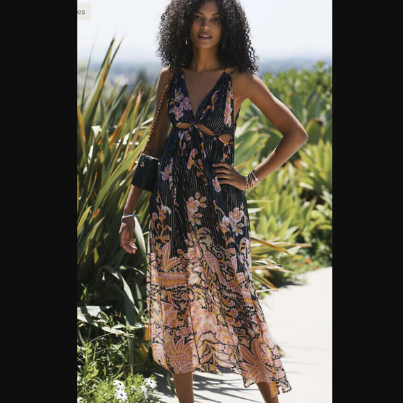 Anthropologie Cutout Sheer Maxi Dress - New - Large - Picture 1 of 5